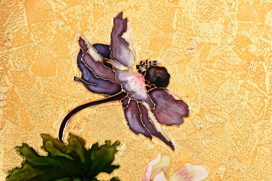 Félix Optat MILET, Large enamelled dish on a gold background, 19th century-5