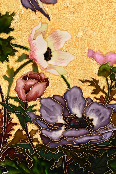 Félix Optat MILET, Large enamelled dish on a gold background, 19th century-6