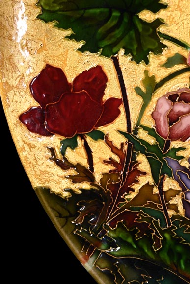 Félix Optat MILET, Large enamelled dish on a gold background, 19th century-7