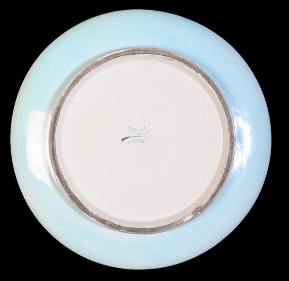 Félix Optat MILET, Large enamelled dish on a gold background, 19th century-8