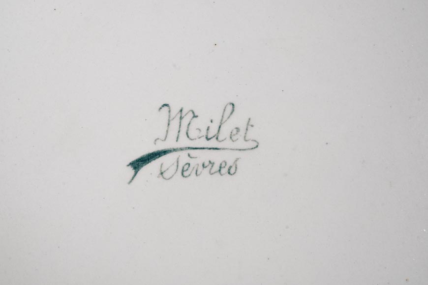 Félix Optat MILET, Large enamelled dish on a gold background, 19th century-9