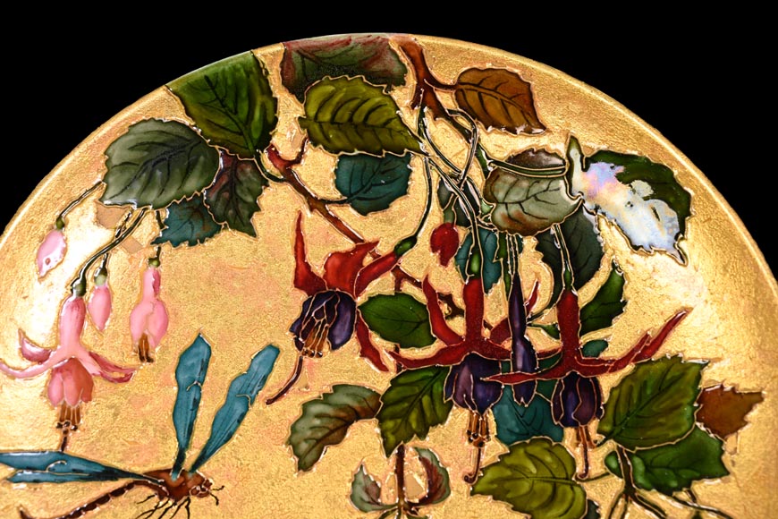 Félix Optat MILET, Large enamelled dish on a gold background, 19th century-10
