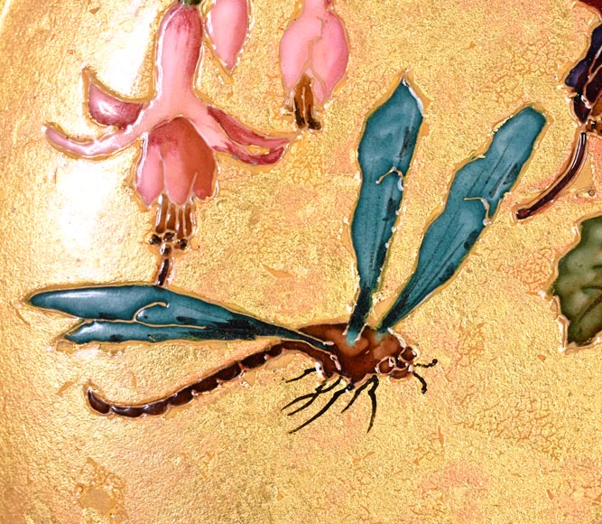 Félix Optat MILET, Large enamelled dish on a gold background, 19th century-12