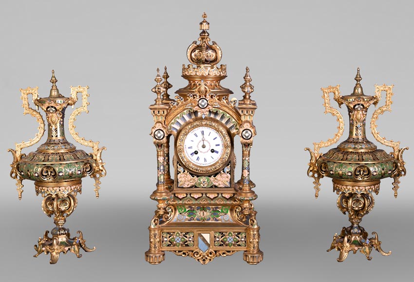 Persian-style double-sided clock and garnitures, Charles Stanislas MATIFAT, dated 1851-0