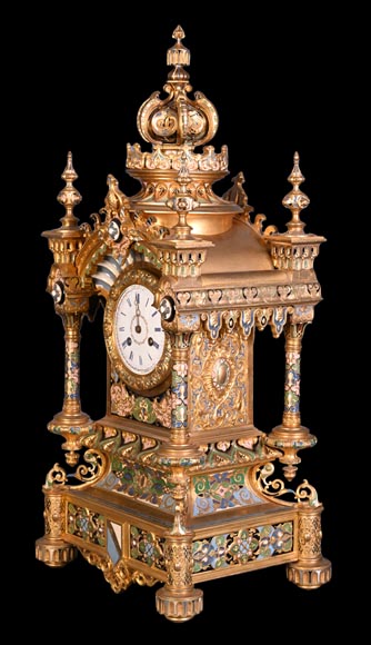 Persian-style double-sided clock and garnitures, Charles Stanislas MATIFAT, dated 1851-2
