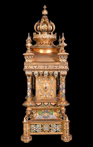 Persian-style double-sided clock and garnitures, Charles Stanislas MATIFAT, dated 1851-3