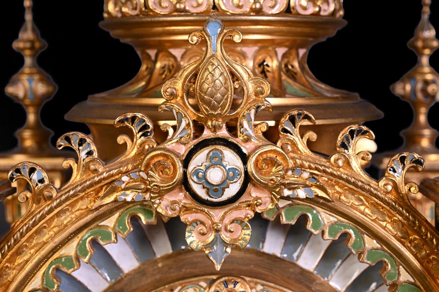 Persian-style double-sided clock and garnitures, Charles Stanislas MATIFAT, dated 1851-5