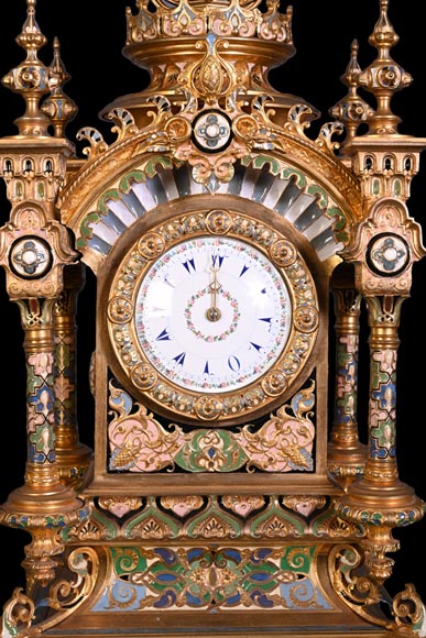 Persian-style double-sided clock and garnitures, Charles Stanislas MATIFAT, dated 1851-6