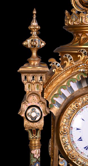 Persian-style double-sided clock and garnitures, Charles Stanislas MATIFAT, dated 1851-9