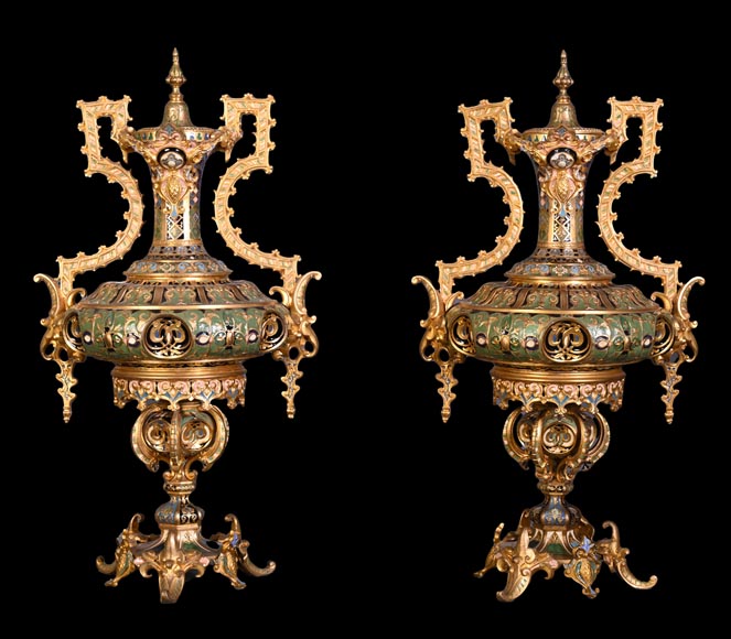 Persian-style double-sided clock and garnitures, Charles Stanislas MATIFAT, dated 1851-13