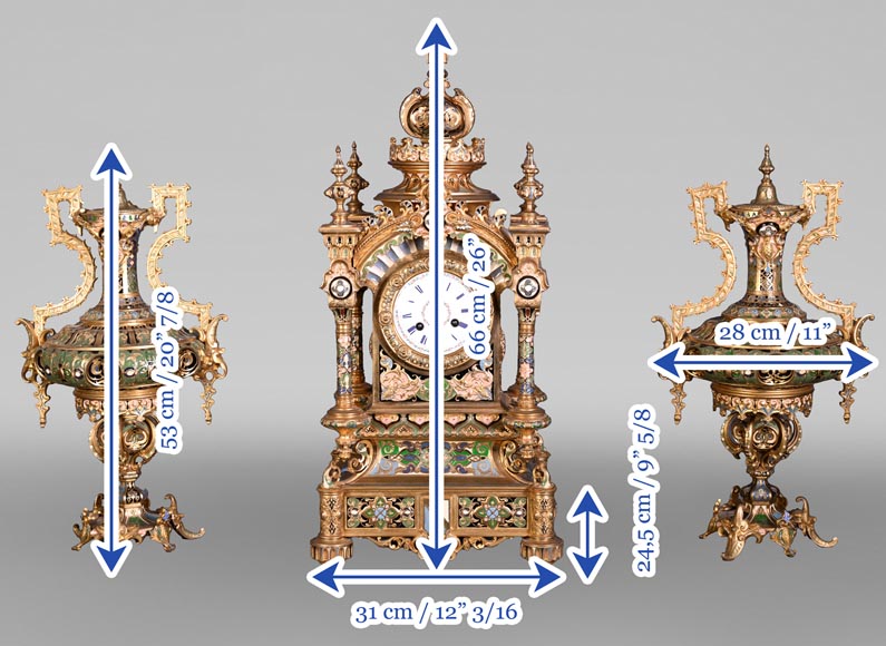 Persian-style double-sided clock and garnitures, Charles Stanislas MATIFAT, dated 1851-21