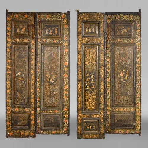 Qajar Art, Set of doors decorated with major scenes of Persian life, late 19th century