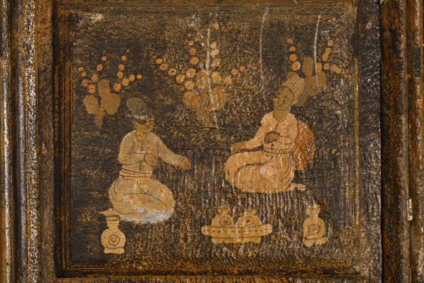 Qajar Art, Set of doors decorated with major scenes of Persian life, late 19th century-6