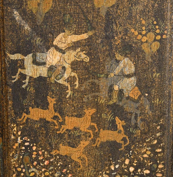 Qajar Art, Set of doors decorated with major scenes of Persian life, late 19th century-7