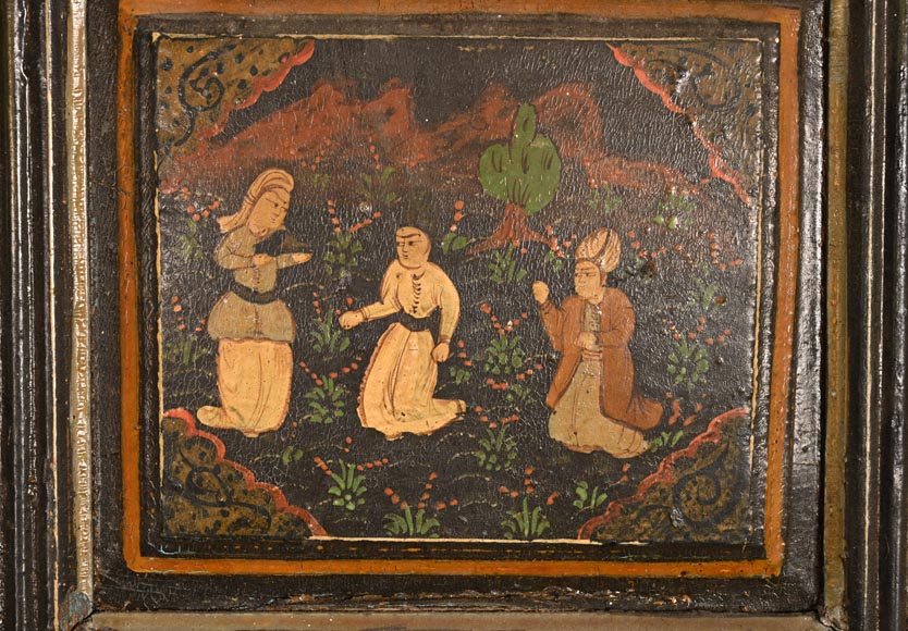 Qajar Art, Set of doors decorated with major scenes of Persian life, late 19th century-16