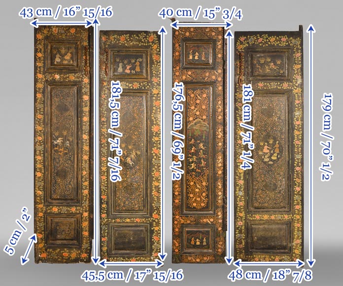 Qajar Art, Set of doors decorated with major scenes of Persian life, late 19th century-22
