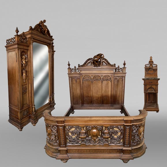 Louis MALARD, walnut bedroom set-8