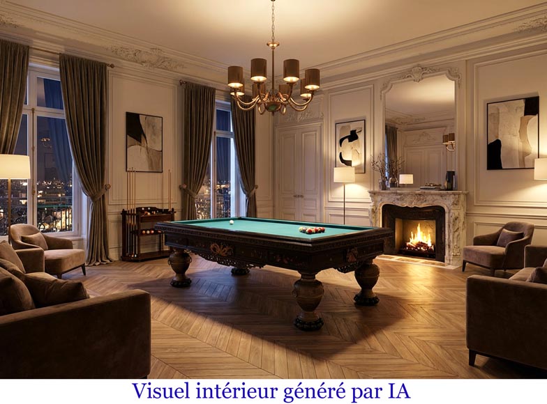 F. GERDERÈS – Japanese-style billiard table in gilded and carved wood-13