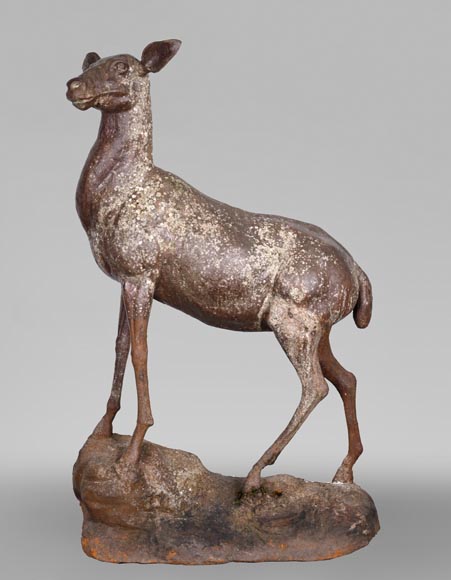 Cast iron statue of a doe, 19th century-0