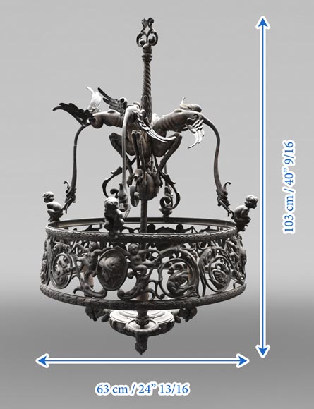 Neo-Renaissance bronze chandelier-8