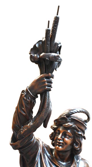 RIBAILLER and MAZAROZ, Pair of walnut statues of a hunter and a fisherman, after the 1855 Universal Exhibition-7