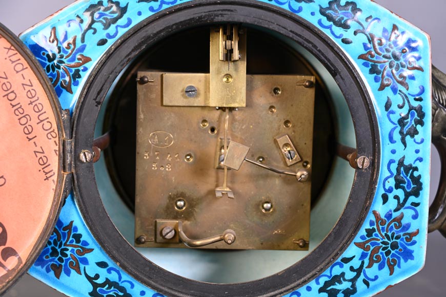 Jules VIEILLARD – “Chien de Fô” Polychrome Faience Clock-8