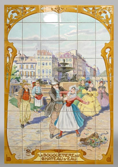 FAÏENCERIE DE SARREGUEMINES, Two Ceramic Panels of Parisian Scenes, from 1881-2