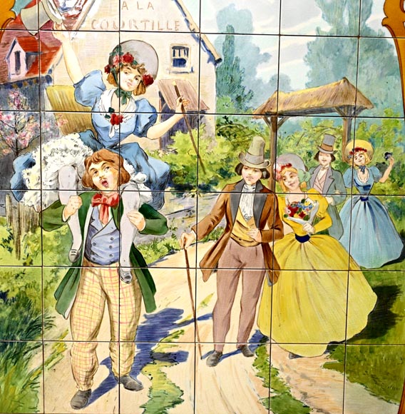 FAÏENCERIE DE SARREGUEMINES, Two Ceramic Panels of Parisian Scenes, from 1881-4