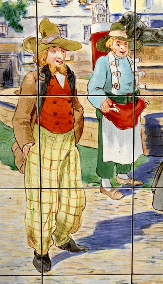 FAÏENCERIE DE SARREGUEMINES, Two Ceramic Panels of Parisian Scenes, from 1881-7