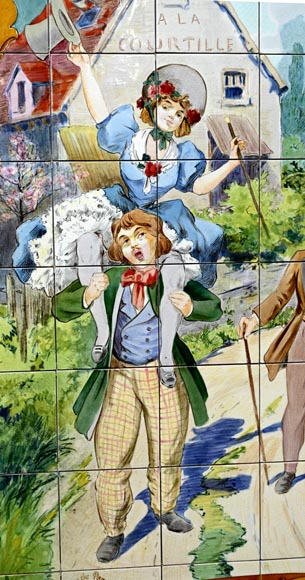 FAÏENCERIE DE SARREGUEMINES, Two Ceramic Panels of Parisian Scenes, from 1881-11