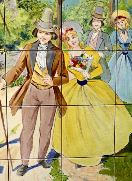 FAÏENCERIE DE SARREGUEMINES, Two Ceramic Panels of Parisian Scenes, from 1881-12