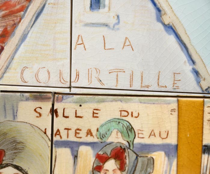 FAÏENCERIE DE SARREGUEMINES, Two Ceramic Panels of Parisian Scenes, from 1881-14