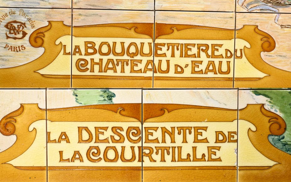 FAÏENCERIE DE SARREGUEMINES, Two Ceramic Panels of Parisian Scenes, from 1881-15