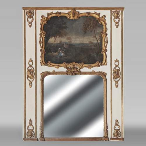  Louis XV period trumeau with pastoral scene