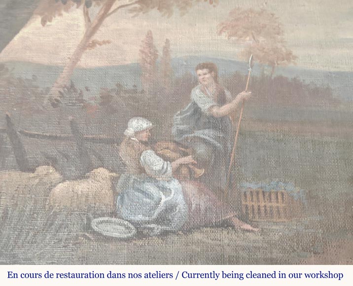  Louis XV period trumeau with pastoral scene-4