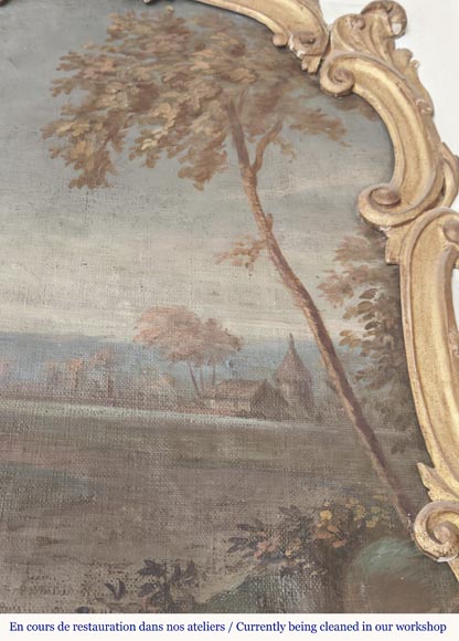  Louis XV period trumeau with pastoral scene-5