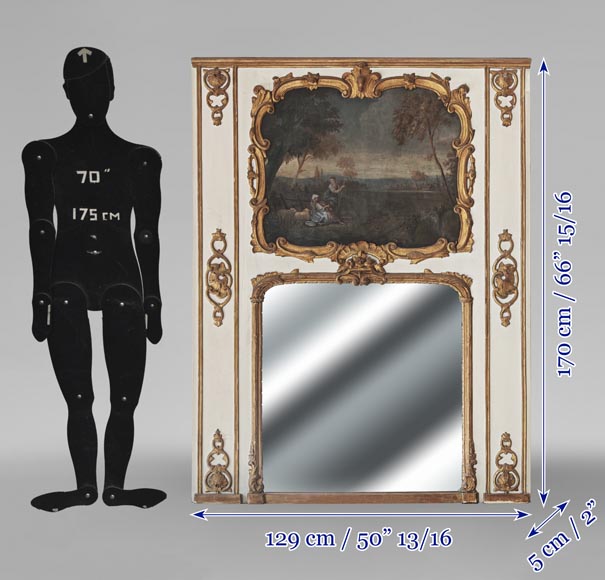  Louis XV period trumeau with pastoral scene-6