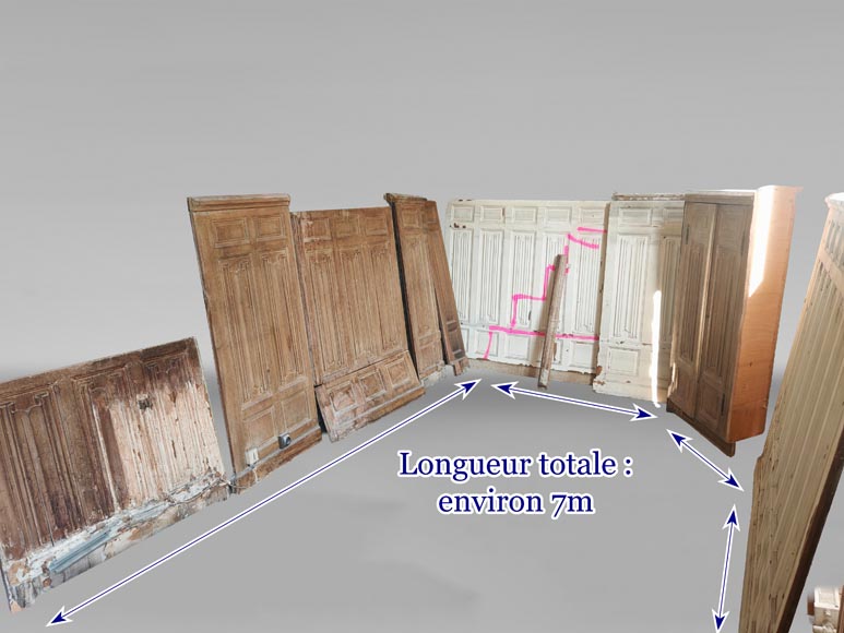 Neo-Gothic style oak wainscoting featuring a 