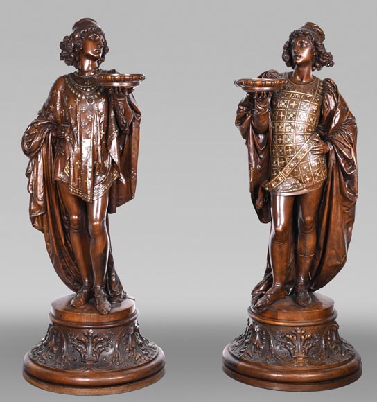 GUÉRET FRÈRES (cabinetmakers) and CARRIER-BELLEUSE (model by), Pair of 