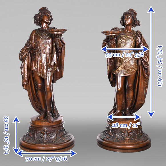 GUÉRET FRÈRES (cabinetmakers) and CARRIER-BELLEUSE (model by), Pair of 