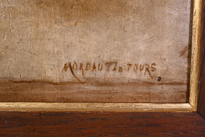 GEORGES MOREAU DE TOURS – The Painter and His Muse, signed grisaille painting-5