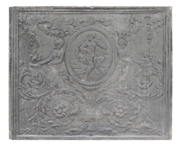 Louis XVI style fireplace plate with mythological decoration-0