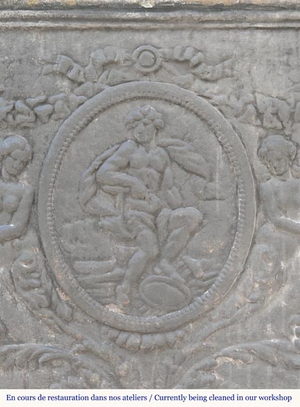 Louis XVI style fireplace plate with mythological decoration-1