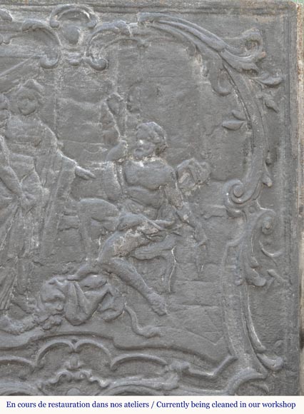 Louis XV style fireplace plaque depicting 