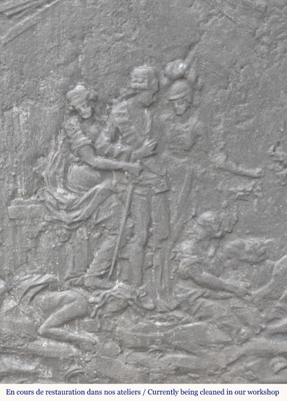 Louis XVI style fireplace plate, triumph of a king-1