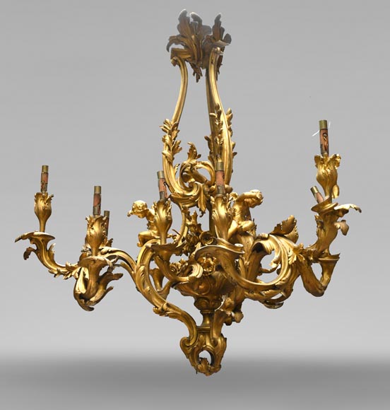 CAFFIERI (after). Exceptional Louis XV style bronze chandelier-0