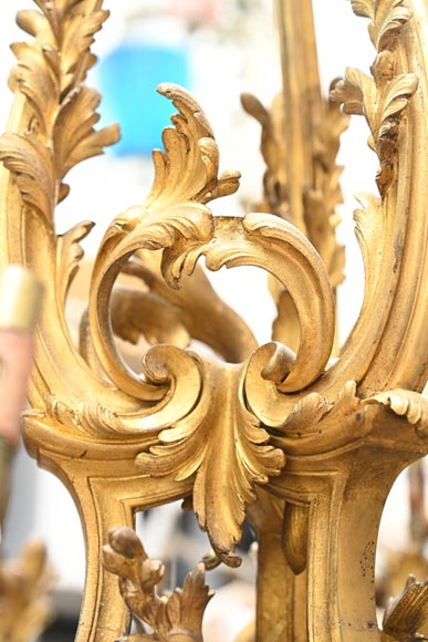 CAFFIERI (after). Exceptional Louis XV style bronze chandelier-3