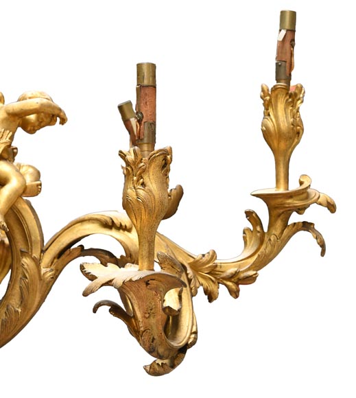 CAFFIERI (after). Exceptional Louis XV style bronze chandelier-5