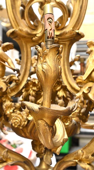 CAFFIERI (after). Exceptional Louis XV style bronze chandelier-6