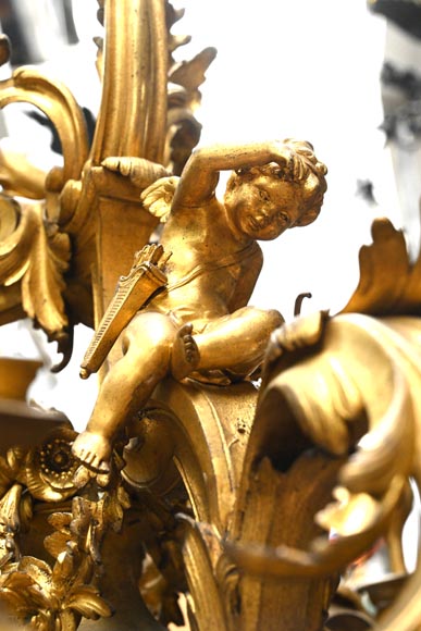 CAFFIERI (after). Exceptional Louis XV style bronze chandelier-8